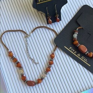 Orange and Silver Necklace Set